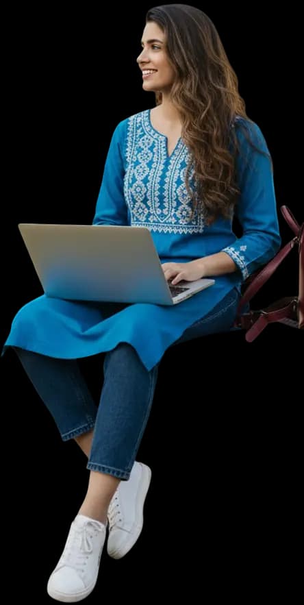 Image of Indian college student using laptop