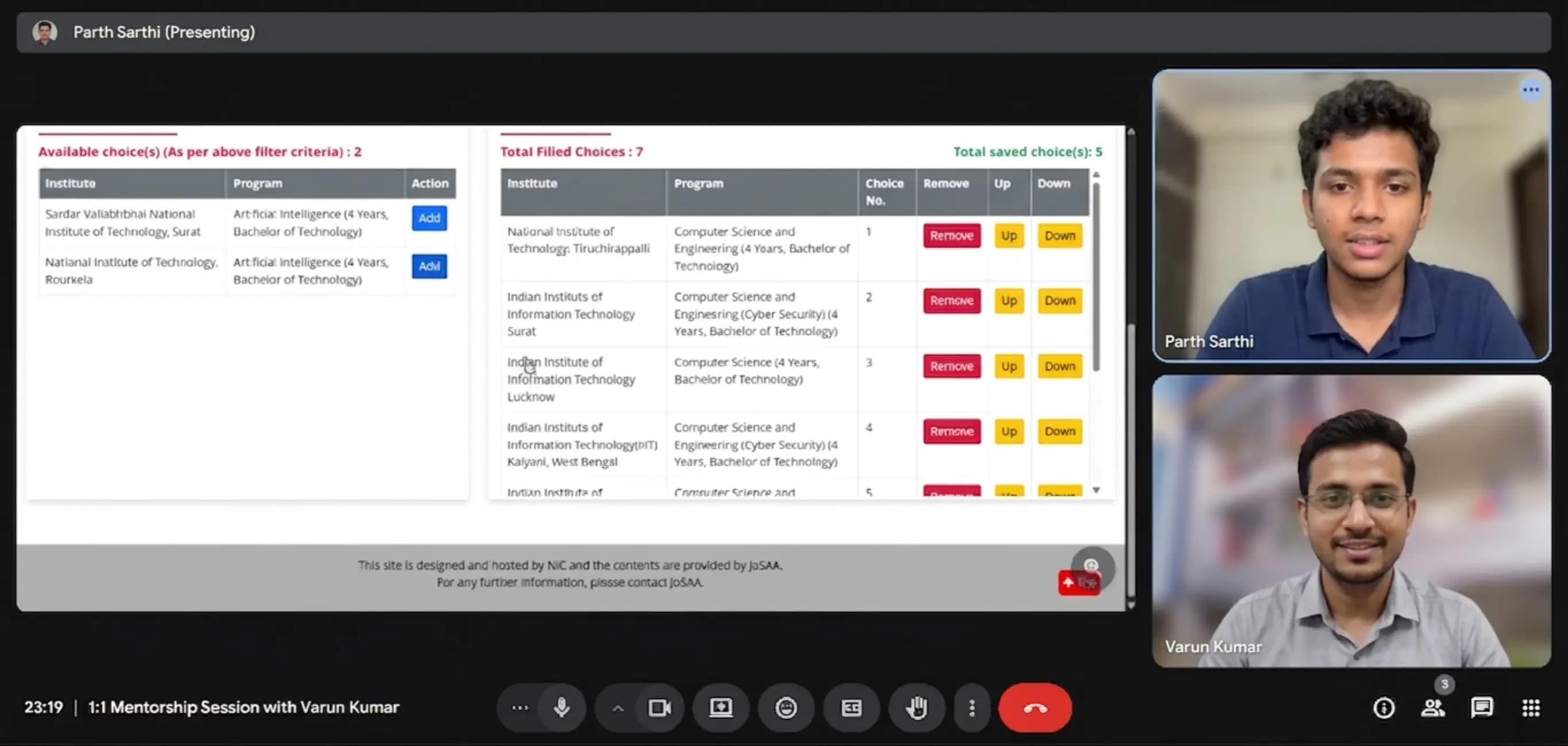 A snapshot of mentoring session with MD Zishan