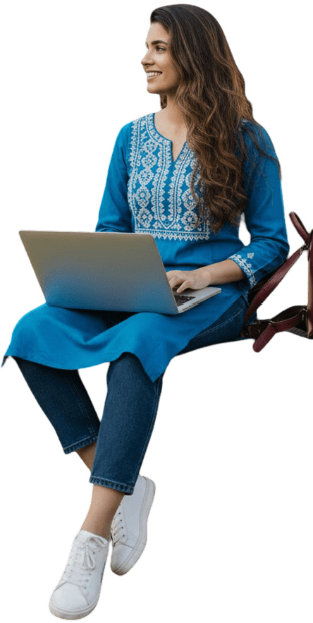 Image of Indian college student using laptop